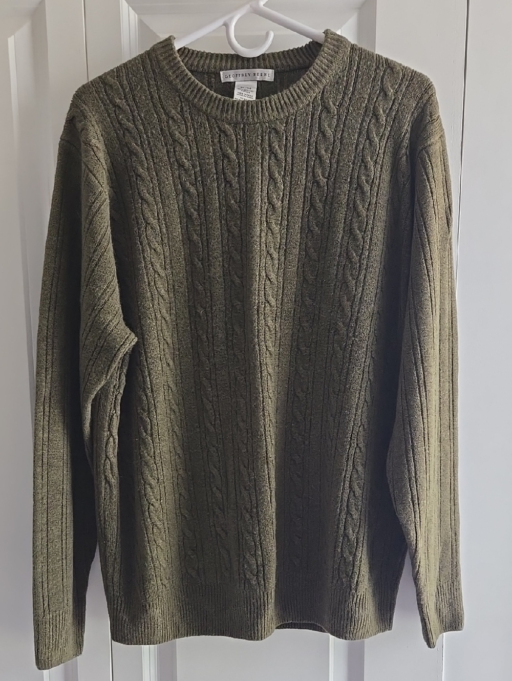 🌿 Geoffrey Beene Cable Knit Crewneck Sweater | Classic Olive 🌿 XL